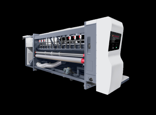 Tutti controllati dal computer Pressure Free Corrugated Cardboard G6-1224 Struttura di alimentazione Flusso di piombo Transfer di vuoto 4 Color Printer + Slotter + Die Cutter + Vibratore + Stacker