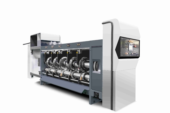 380V/50HZ/3PH Cartuccio ondulato senza pressione G6-1224 Struttura di alimentazione Trasferimento di vuoto del bordo del piombo 4 Stampa a colori + slotter + cutter + vibratore + stacker