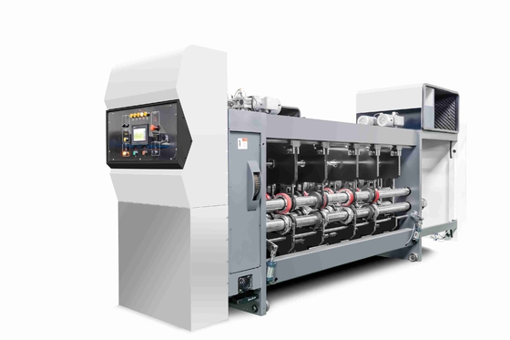 Colore bianco G6-1224 Tutto controllato da un computer Pressione di alimentazione libera Struttura di bordo di piombo Trasferimento di vuoto 4 Stampa a colori + slotter + cutter a stampo + vibratore + stacker