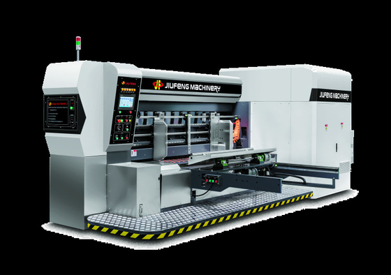 Trasferimento a vuoto del bordo del piombo 4 Stampa a colori Slotter Die Cutter Vibratore Stacker per cartone ondulato